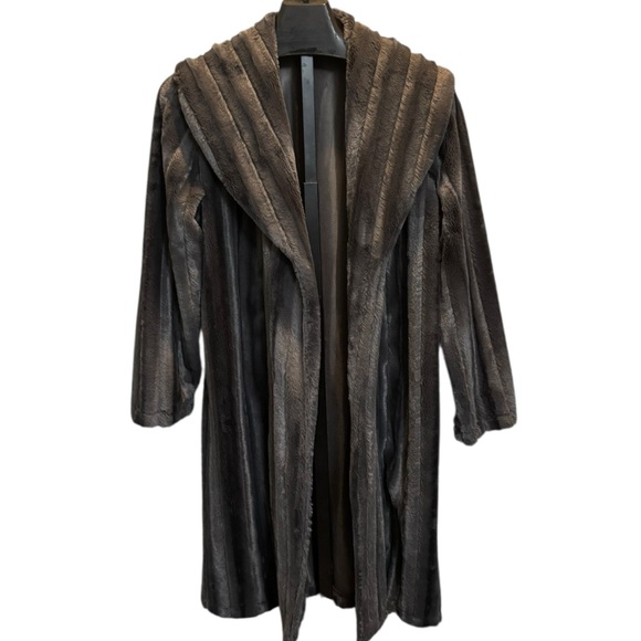 Slinky Brand Silver Fox  Gray Faux Fur Coat Womens Size X Large - Picture 9 of 10